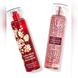 Set of 2 pcs Bath and Body Works japanese Cherry Blossoms & Thousand Wishes Mist